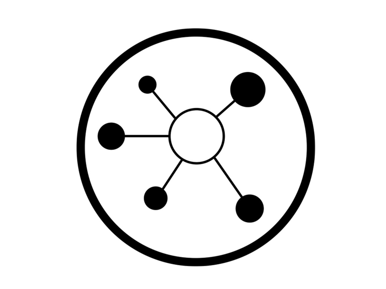 Illustration av en cirkel med sträck och punkter